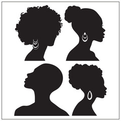 silhouette of a african american woman set clipart