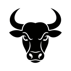 Black bull head silhouette isolated on white background vector