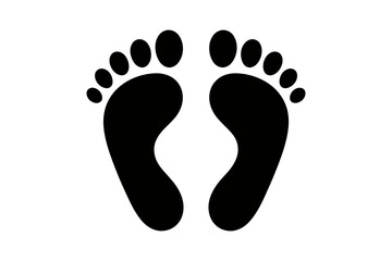 Black footprints isolated on white background, simple vector design