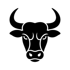 Black bull head isolated on transparent background vector illustration