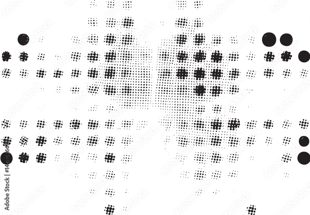 Poster black and white dots create a dynamic abstract across the