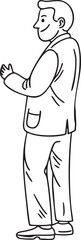 Fototapeta premium A man stands in a relaxed pose appearing thoughtful.