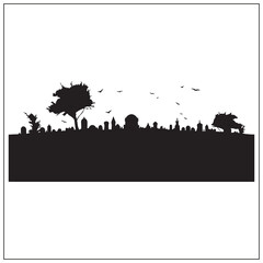 silhouette of a graveyard