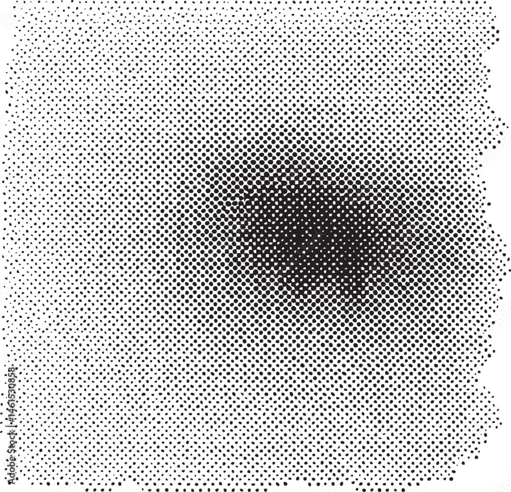 Poster a densely patterned grayscale showcases a circular void against a field of tiny black dots.