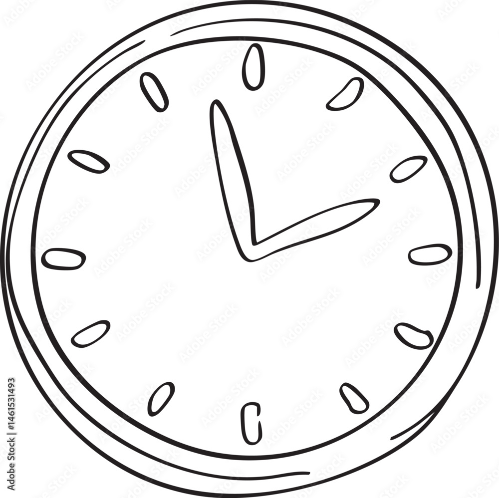 Poster a circular clock face displays the time with clear bold numerals.