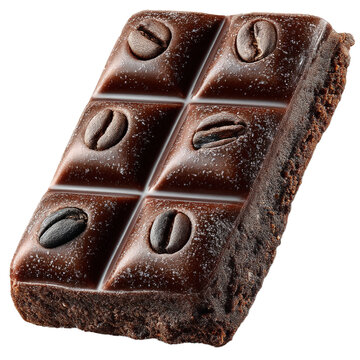 a chocolate bar on a pure transparent background, no shadows.