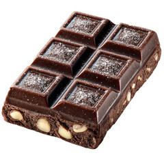 a chocolate bar on a pure transparent background, no shadows.