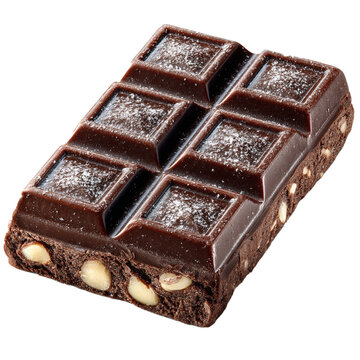 a chocolate bar on a pure transparent background, no shadows.