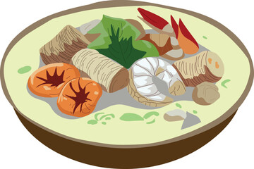 Seafood and Taro Stew- hearty stew made with local fish ,shellfish,taro and coconut milk