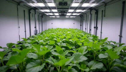 leafy greens growing under LED grow lights