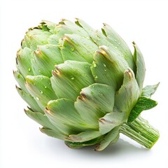 Fototapeta premium Isolated fresh artichoke with water droplets close up on white background