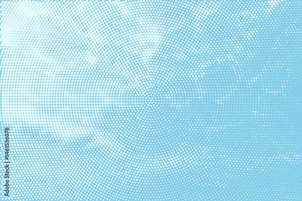 Leinwandbilder Color halftone texture of blue sky with clouds. Abstract cloud pattern vector dotted pixel texture background with copy space.