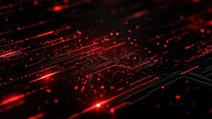 Red glowing digital circuit background