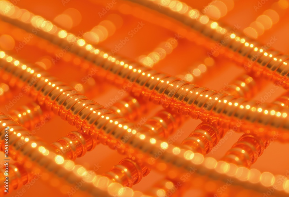Poster abstract close-up of shimmering orange beads creating a vibrant pattern