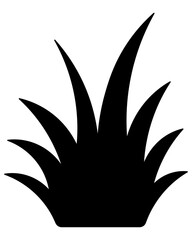 Grass hummock. Silhouette. Bush thicket. Vector illustration. Lawn vegetation. Isolated white background. Web design idea.