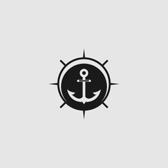 Elegant Anchor and Compass Rose Illustration for Nautical Themed Design