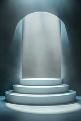 Obraz premium White Platform and Archway with Light