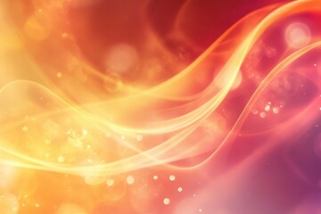 Vibrant Orange Red Gradient with Glowing Waves and Bokeh