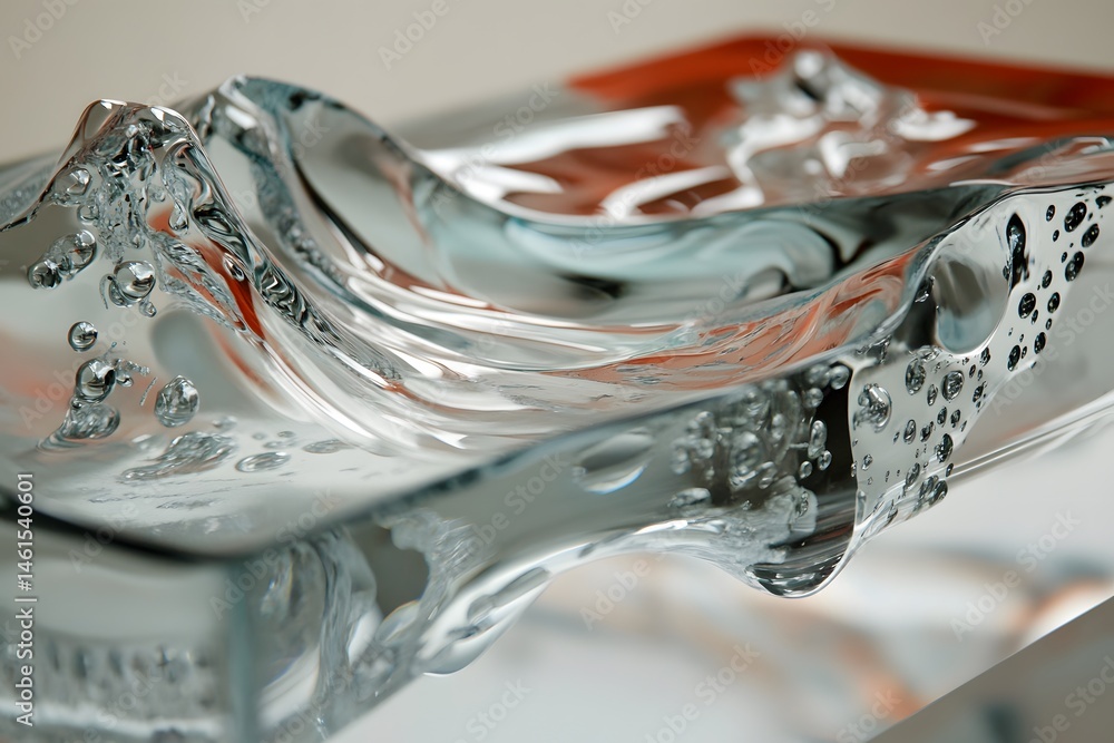 Poster Abstract composition of transparent glass structure with bubbles and reflected light