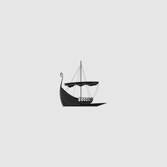 Minimalist Viking Longship Illustration on Soft Gray Background Texture