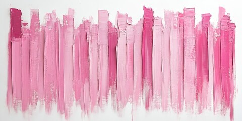 Naklejka premium Vertically Oriented, Expressive Pink Shades, Paint Brush Strokes Isolated on White, Digital Image.