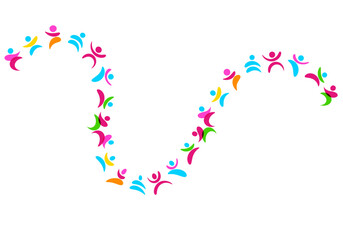 sagome, silhouette, forme, stilizzate, persone, che ballano, che saltano