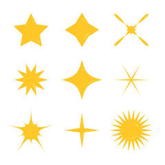 Sparkle and stars graphic for label, element and illustration. Different shapes. Abstract art