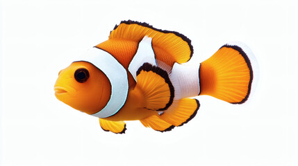 cut out, looking at camera, no people, photography, striped, swimming, vertical, color image, close-up, front view, studio shot, full length, one animal, sea life, white background, yellow, orange