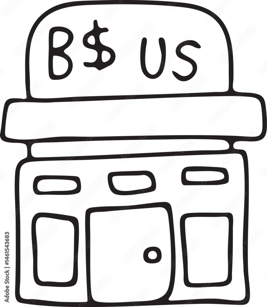 Poster a stylized depicts a laptop computer displaying the 'b$ us'.