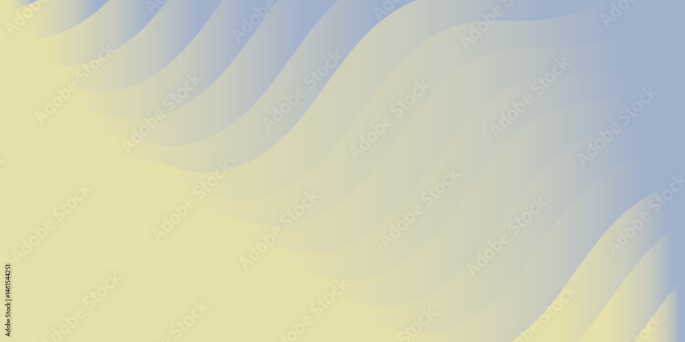 Poster colorful curved surface smooth abstract background with wavy shapes in pastel yellow and blue gradie