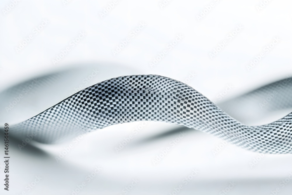 Poster abstract wavy design featuring a checkered pattern with soft shadows and bright white background