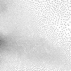 A vast expanse of black and white dots creates a dynamic textured