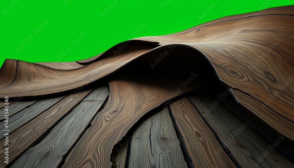 Poster abstract flowing patterned wood texture isolated on green screen background for vfx element studio p
