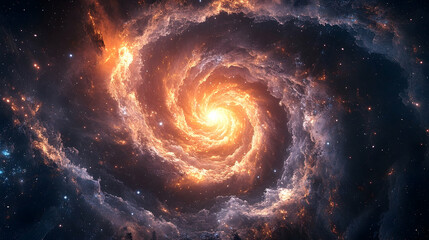 A swirling galaxy's vibrant, cosmic core.