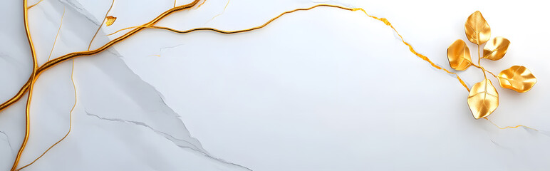 Obraz premium Elegant gray marble texture background with golden accents for modern design projects