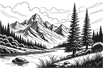 20 Black and white illustration, cherry blossom branches, delicate floral design, intricate line work, flowing curves, organic shapes, botanical art, negative space, contrast, minimalist composition, 