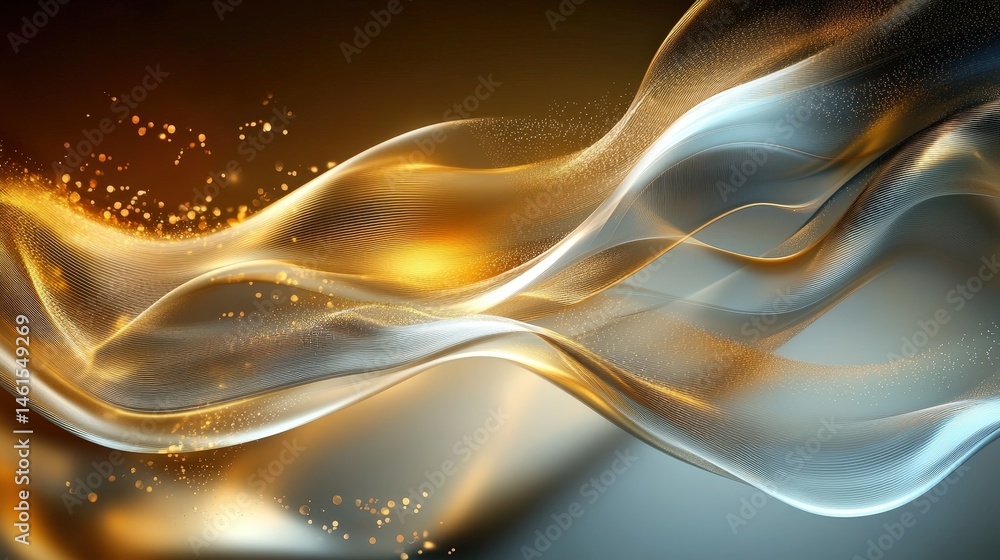 Aufkleber a glass-like fluid background with transparent, glossy waves refracting light and creating a stunnin