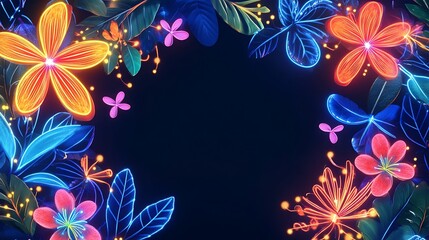 Neon floral frame (2)