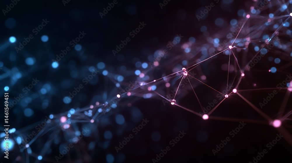 Poster abstract interconnected network with glowing nodes for modern technology backdrop