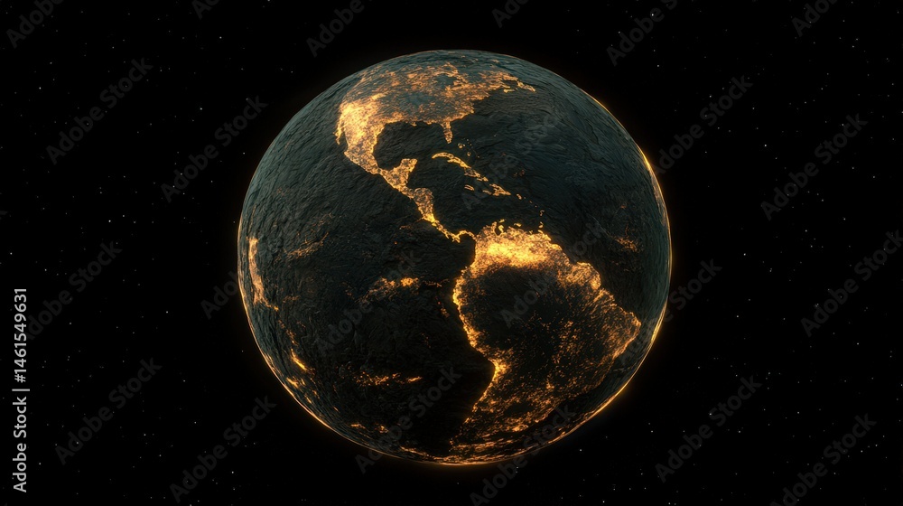 Poster a glowing 3d earth model with visible weather systems, rotating slowly with a realistic texture on b