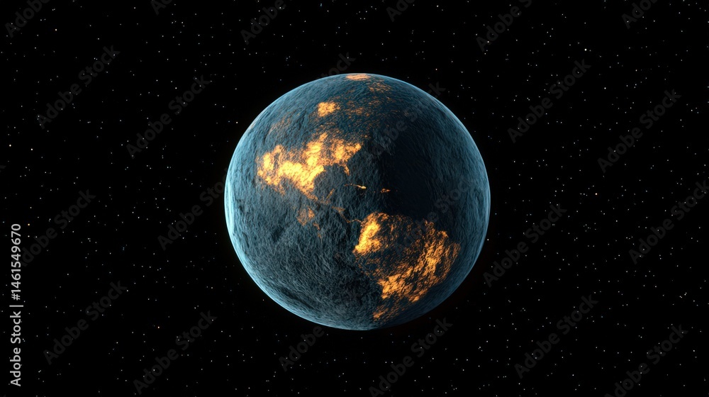 Poster a glowing 3d earth model with visible weather systems, rotating slowly with a realistic texture on b