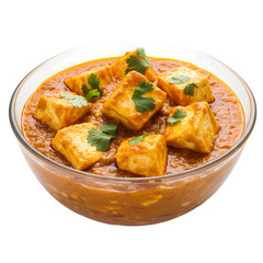 Delicious Paneer Butter Masala Indian Cuisine Recipe isolated on Transparent Background