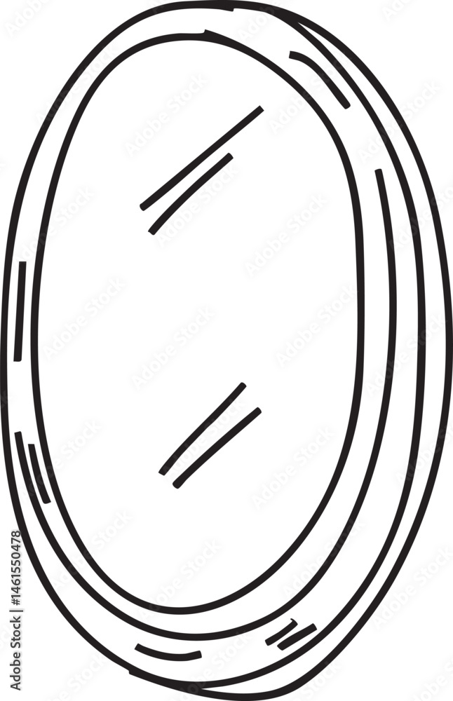 Poster a simple black-and-white oval frame with three horizontal lines.