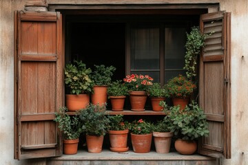 Cozy Balcony Garden with Decorative Flower Pots