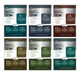 a bundle of 6 templates business  flyer design, in blue color, and modern design,marketing,medical proposal, promotion, advertise, publication and editable vector template design.