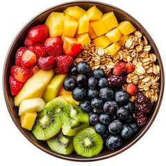 Colorful Fruit Bowl with Granola [Transparent Background PNG]
