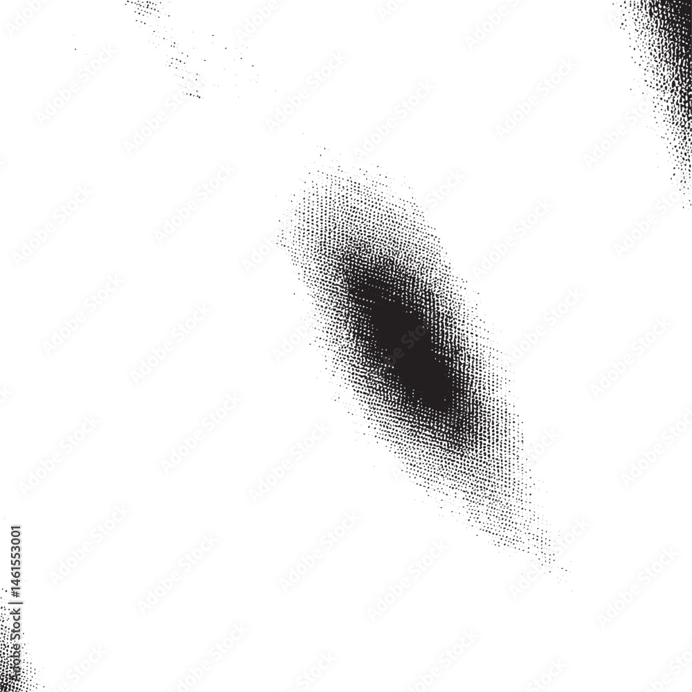 Poster a dark circular void dominates a textured white background with subtle speckling.