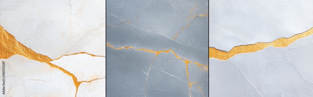 Poster Elegant gray marble texture background with golden veins for design applications low-resolution view
