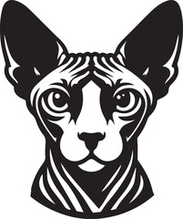 Sphynx Cat Vector Black and White Line Art Illustration