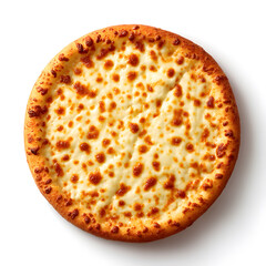 Product photo of pizza margherita top view, white background	